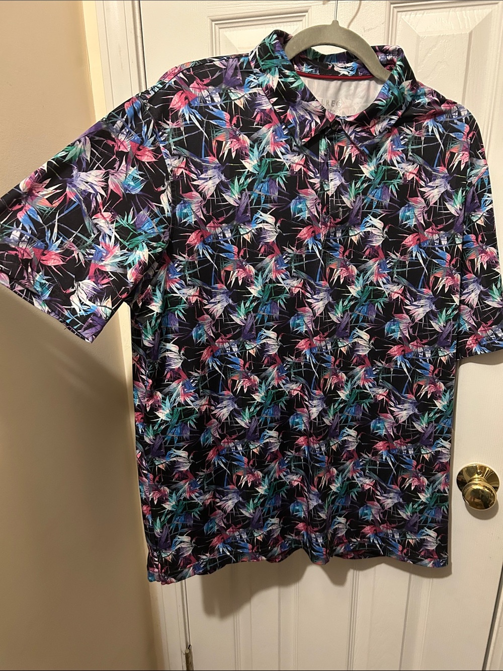 Men's golf moister wicking Short Sleeve Tropical Print Polo